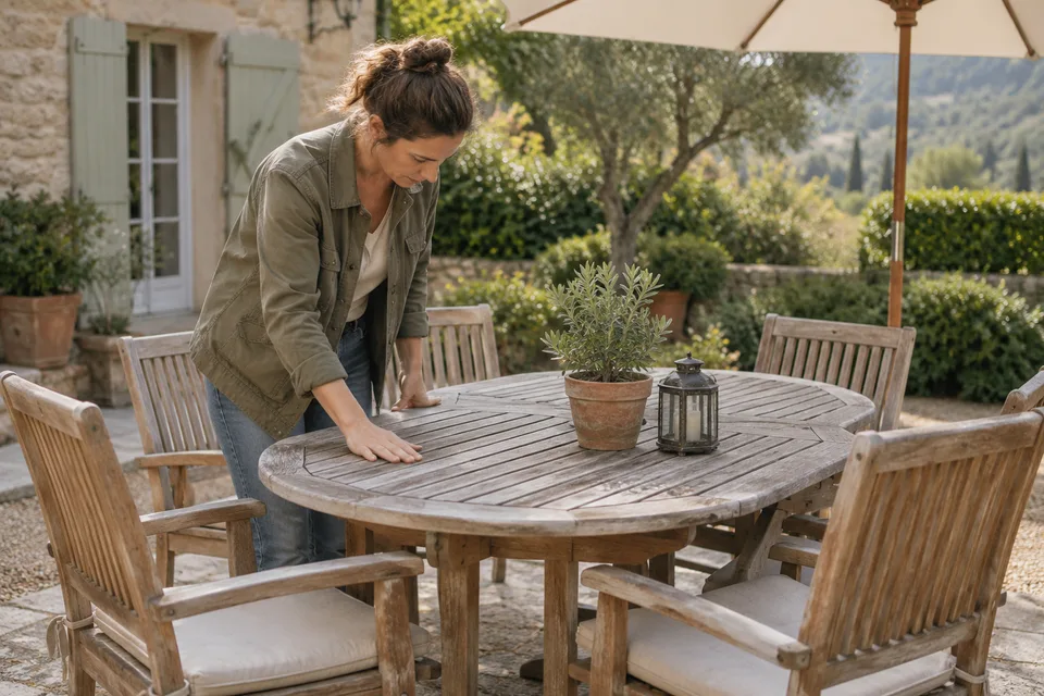 Inspection d’un ensemble de mobilier de jardin