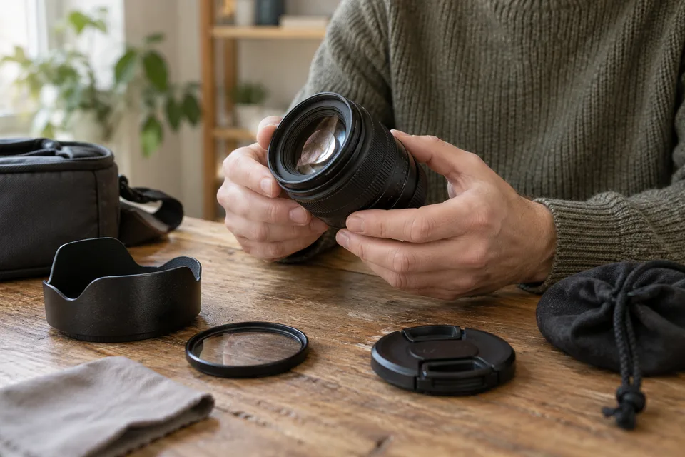 Vérification d’un objectif photo et de ses accessoires