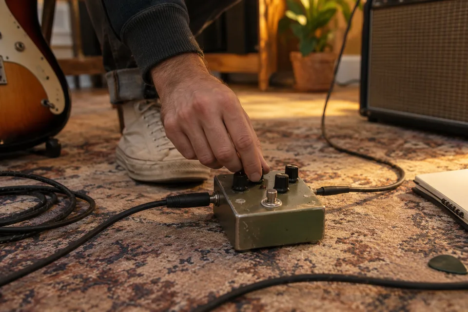Essai d’une pédale de guitare et de ses connexions